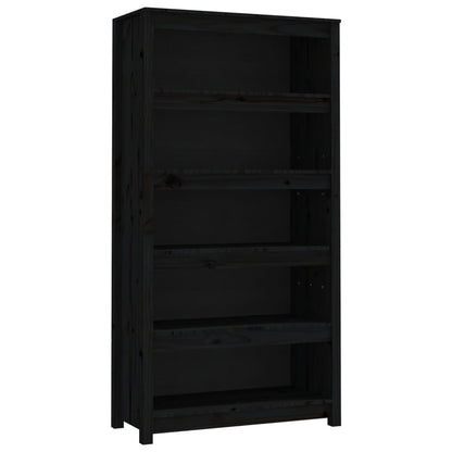 Boekenkast 80X35X154 Cm Massief Grenenhout Zwart