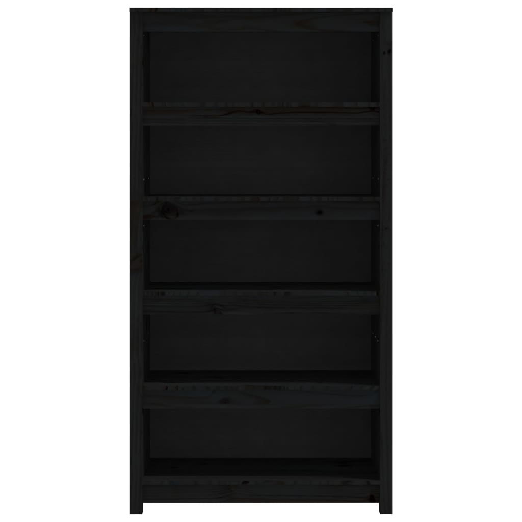 Boekenkast 80X35X154 Cm Massief Grenenhout Zwart