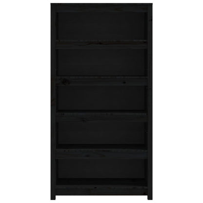 Boekenkast 80X35X154 Cm Massief Grenenhout Zwart