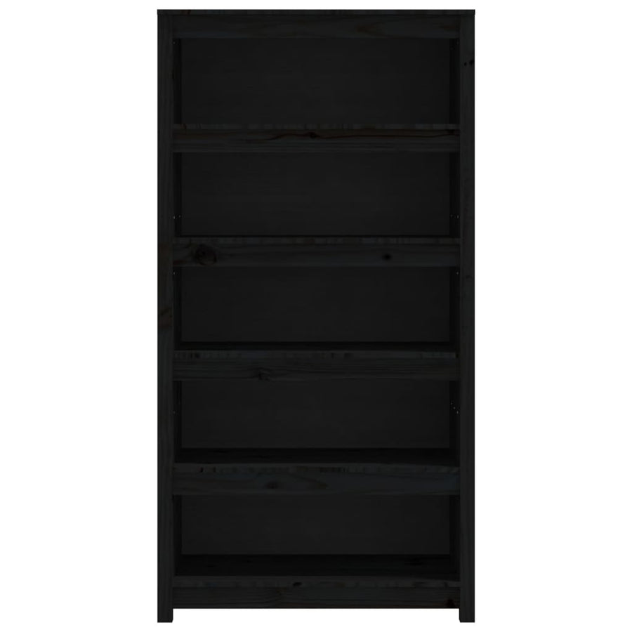 Boekenkast 80X35X154 Cm Massief Grenenhout Zwart