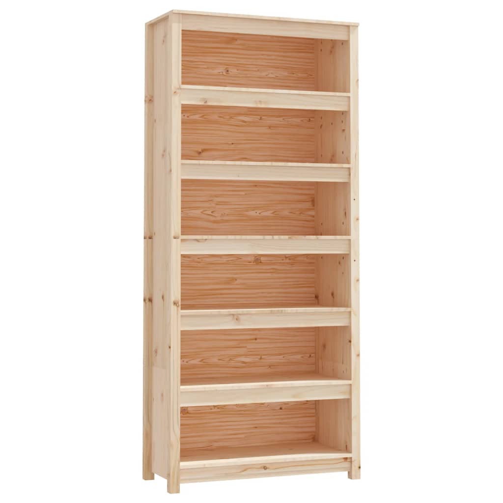 Boekenkast 80X35X183 Cm Massief Grenenhout 80 x 35 x 183 cm Naturel
