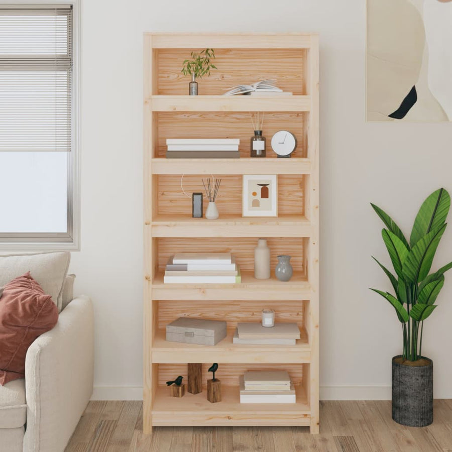 Boekenkast 80X35X183 Cm Massief Grenenhout 80 x 35 x 183 cm Naturel