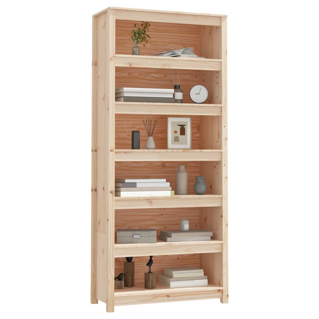 Boekenkast 80X35X183 Cm Massief Grenenhout 80 x 35 x 183 cm Naturel