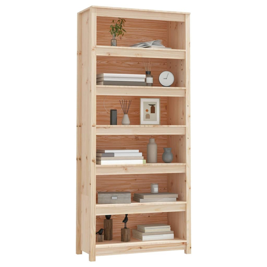 Boekenkast 80X35X183 Cm Massief Grenenhout 80 x 35 x 183 cm Naturel