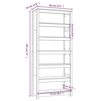Boekenkast 80X35X183 Cm Massief Grenenhout 80 x 35 x 183 cm Naturel