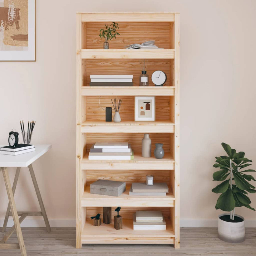 Boekenkast 80X35X183 Cm Massief Grenenhout 80 x 35 x 183 cm Naturel