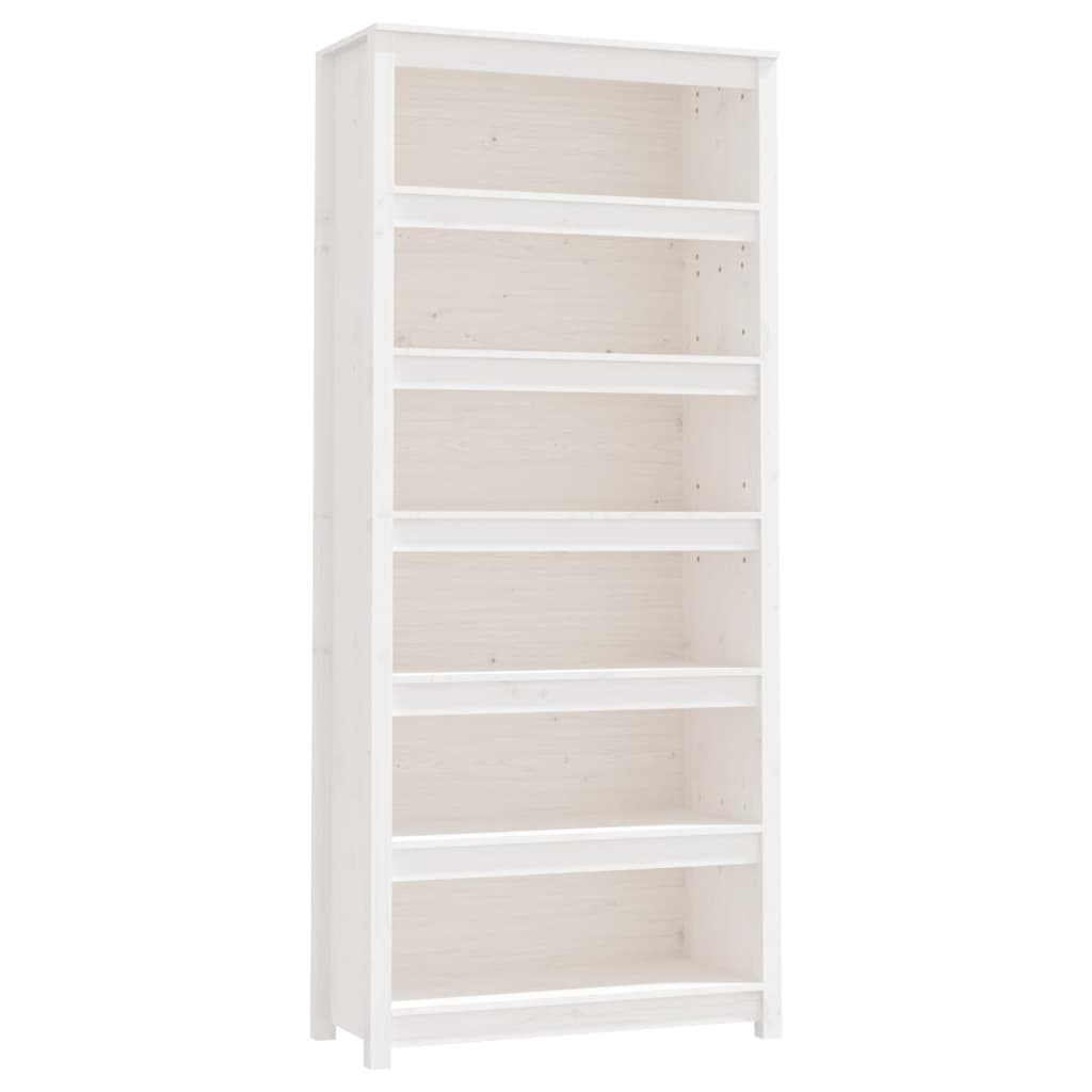Boekenkast 80X35X183 Cm Massief Grenenhout Wit