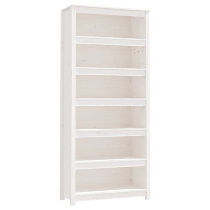Boekenkast 80X35X183 Cm Massief Grenenhout Wit