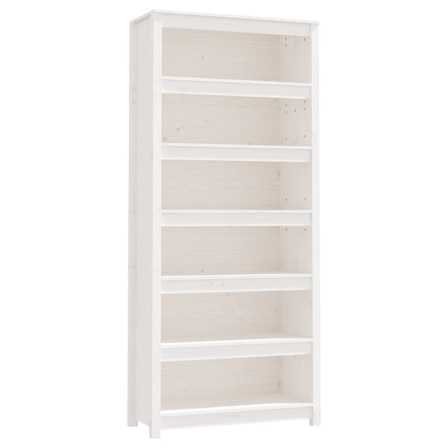 Boekenkast 80X35X183 Cm Massief Grenenhout Wit