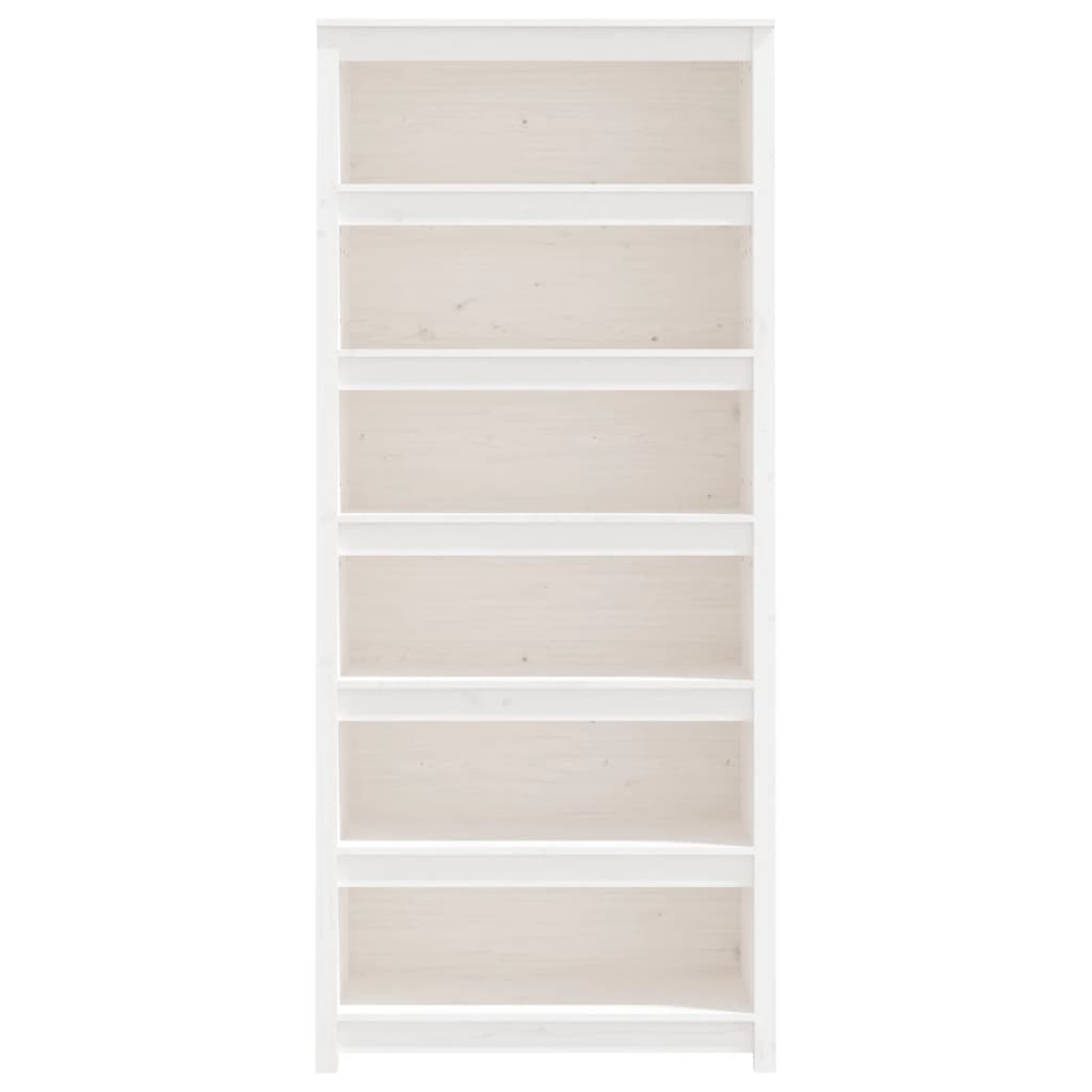 Boekenkast 80X35X183 Cm Massief Grenenhout Wit