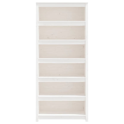 Boekenkast 80X35X183 Cm Massief Grenenhout Wit