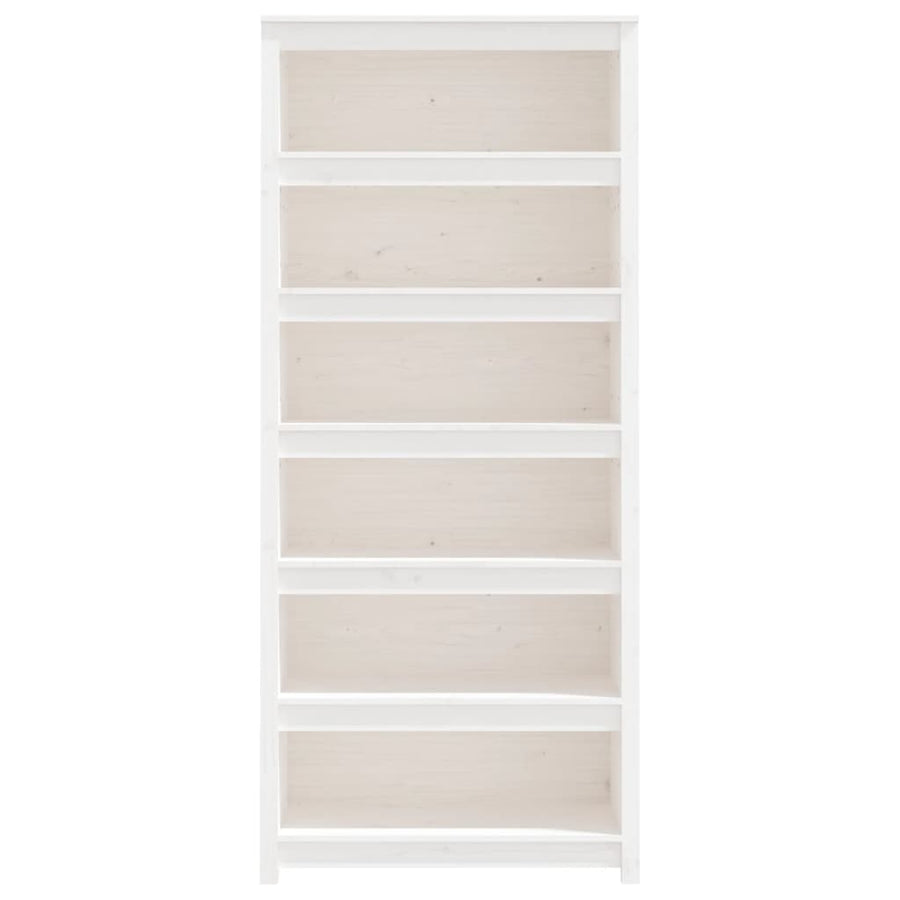 Boekenkast 80X35X183 Cm Massief Grenenhout Wit