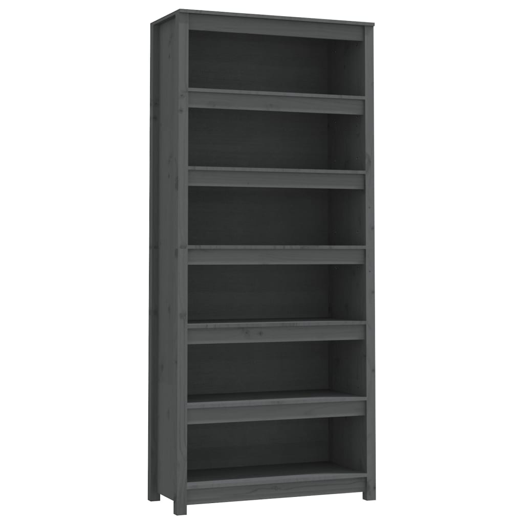 Boekenkast 80X35X183 Cm Massief Grenenhout Grijs