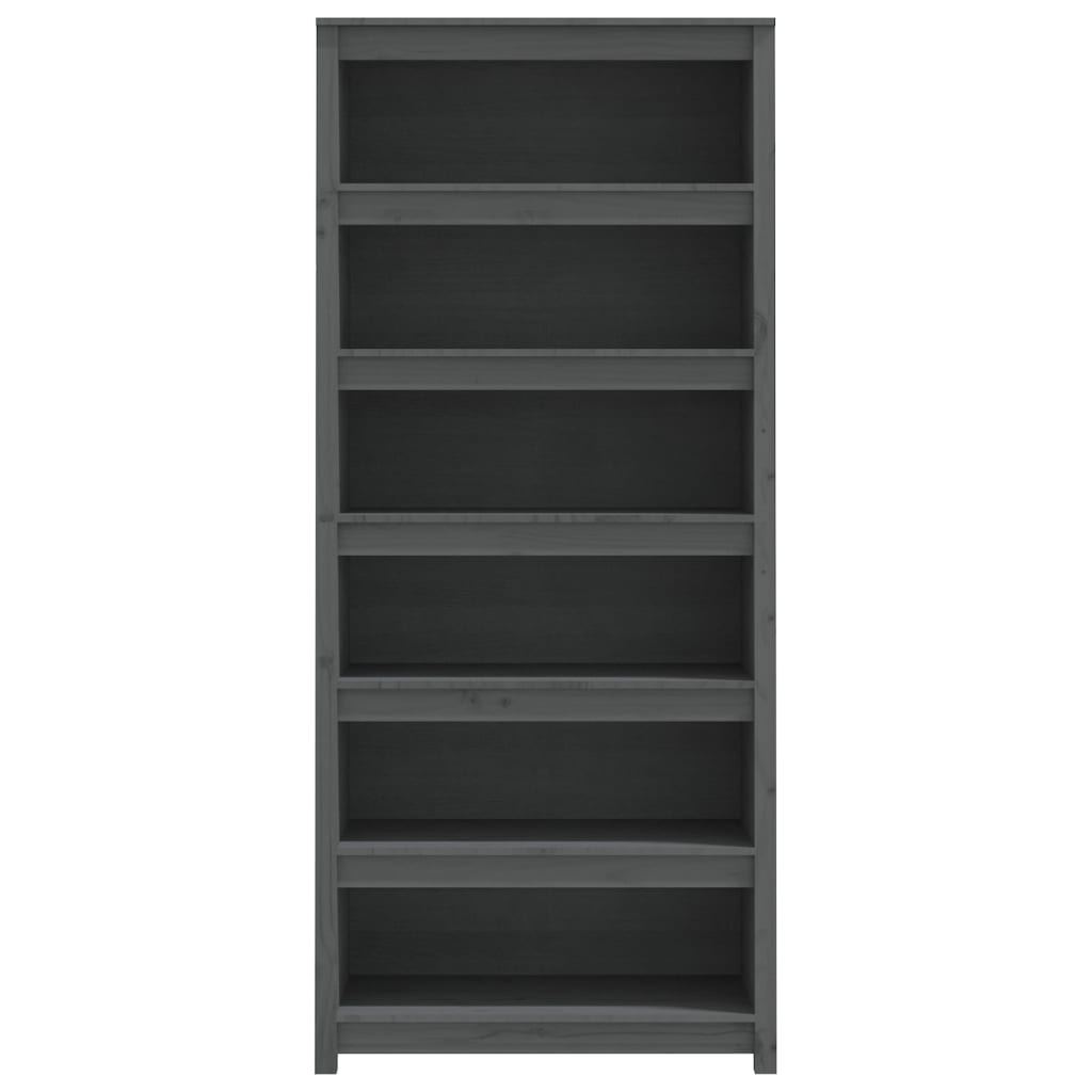 Boekenkast 80X35X183 Cm Massief Grenenhout Grijs