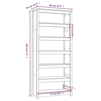 Boekenkast 80X35X183 Cm Massief Grenenhout Grijs