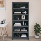 Bookcase 80x35x183 cm solid pine wood grey