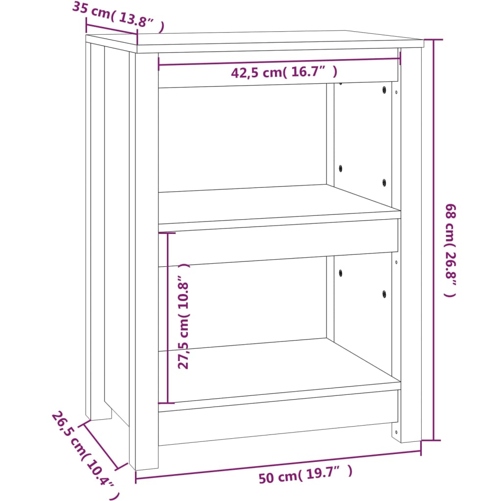 Boekenkast 50X35X68 Cm Massief Grenenhout Honingbruin