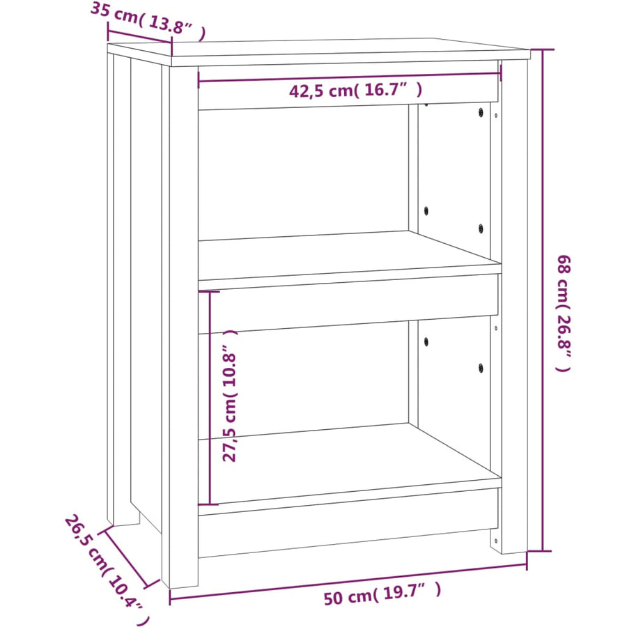 Boekenkast 50X35X68 Cm Massief Grenenhout Honingbruin