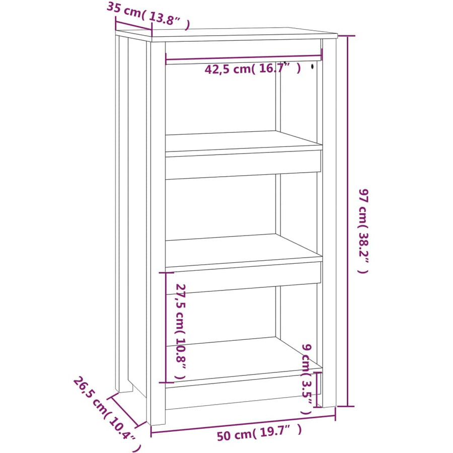 Boekenkast 50X35X97 Cm Massief Grenenhout Grijs