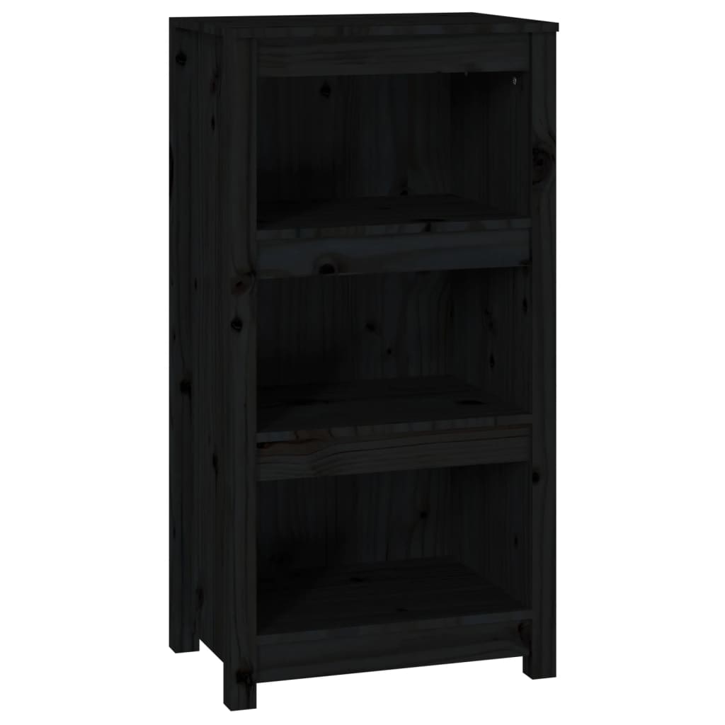 Boekenkast 50X35X97 Cm Massief Grenenhout Zwart