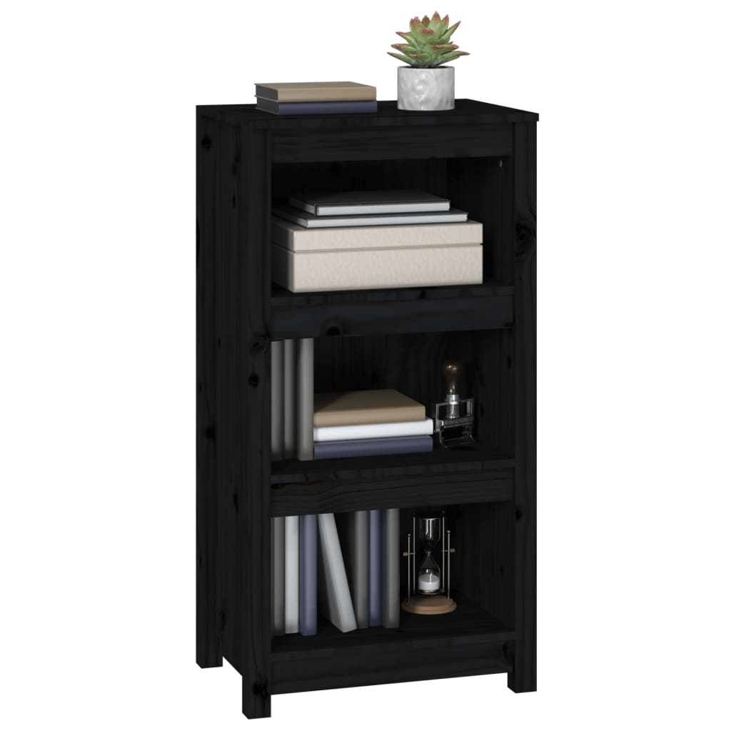 Boekenkast 50X35X97 Cm Massief Grenenhout Zwart