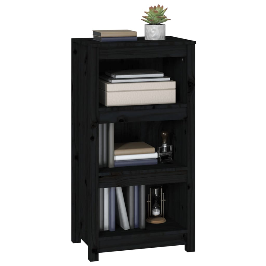 Boekenkast 50X35X97 Cm Massief Grenenhout Zwart