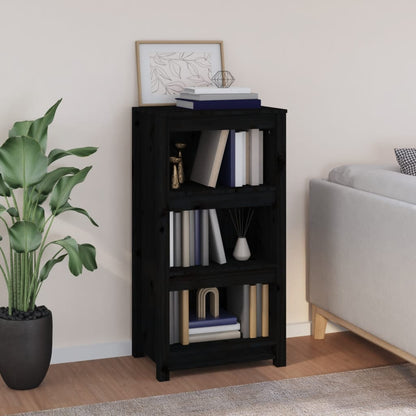 Boekenkast 50X35X97 Cm Massief Grenenhout Zwart