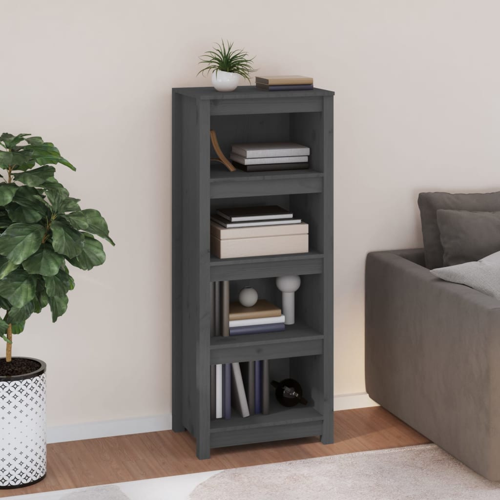 Boekenkast 50X35X125,5 Cm Massief Grenenhout Grijs