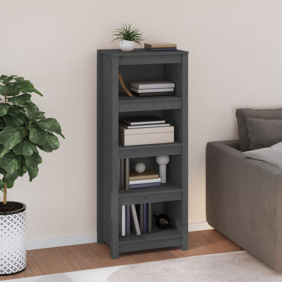 Boekenkast 50X35X125,5 Cm Massief Grenenhout Grijs