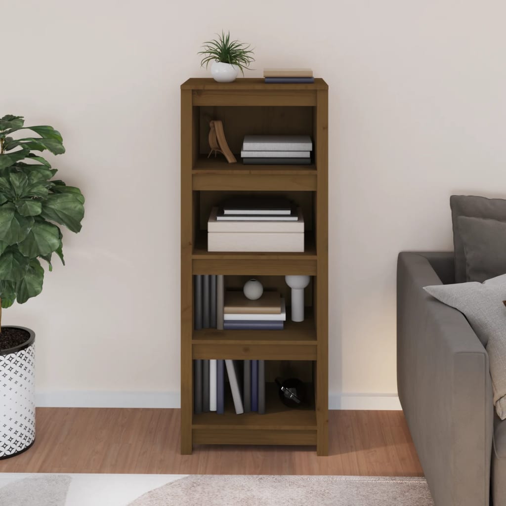 Boekenkast 50X35X125,5 Cm Massief Grenenhout Honingbruin