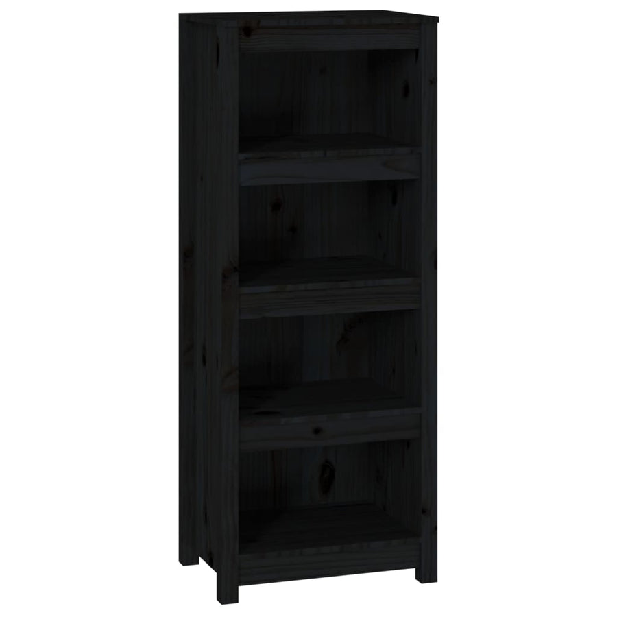 Boekenkast 50X35X125,5 Cm Massief Grenenhout Zwart