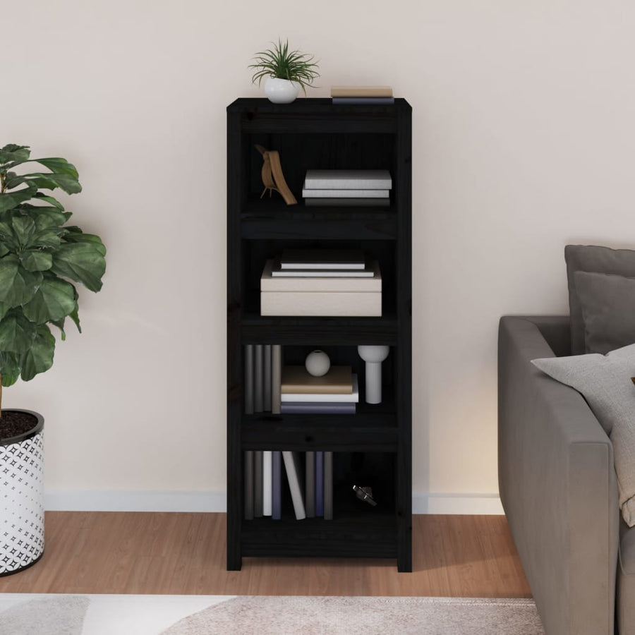Boekenkast 50X35X125,5 Cm Massief Grenenhout Zwart