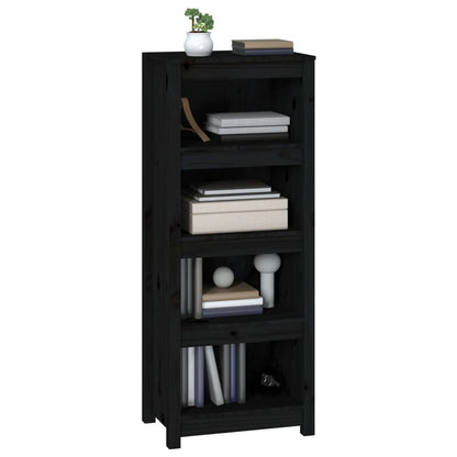 Boekenkast 50X35X125,5 Cm Massief Grenenhout Zwart