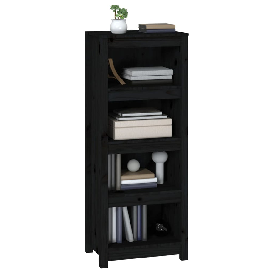 Boekenkast 50X35X125,5 Cm Massief Grenenhout Zwart