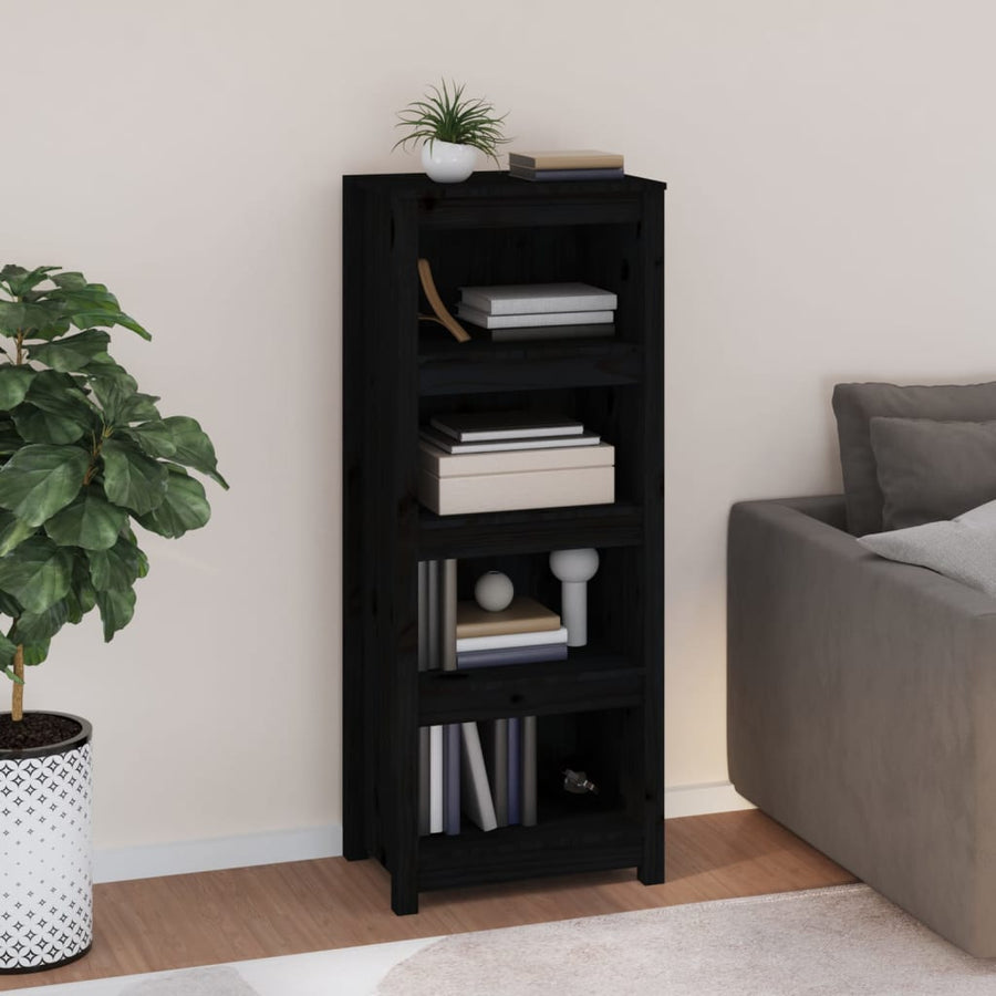Boekenkast 50X35X125,5 Cm Massief Grenenhout Zwart
