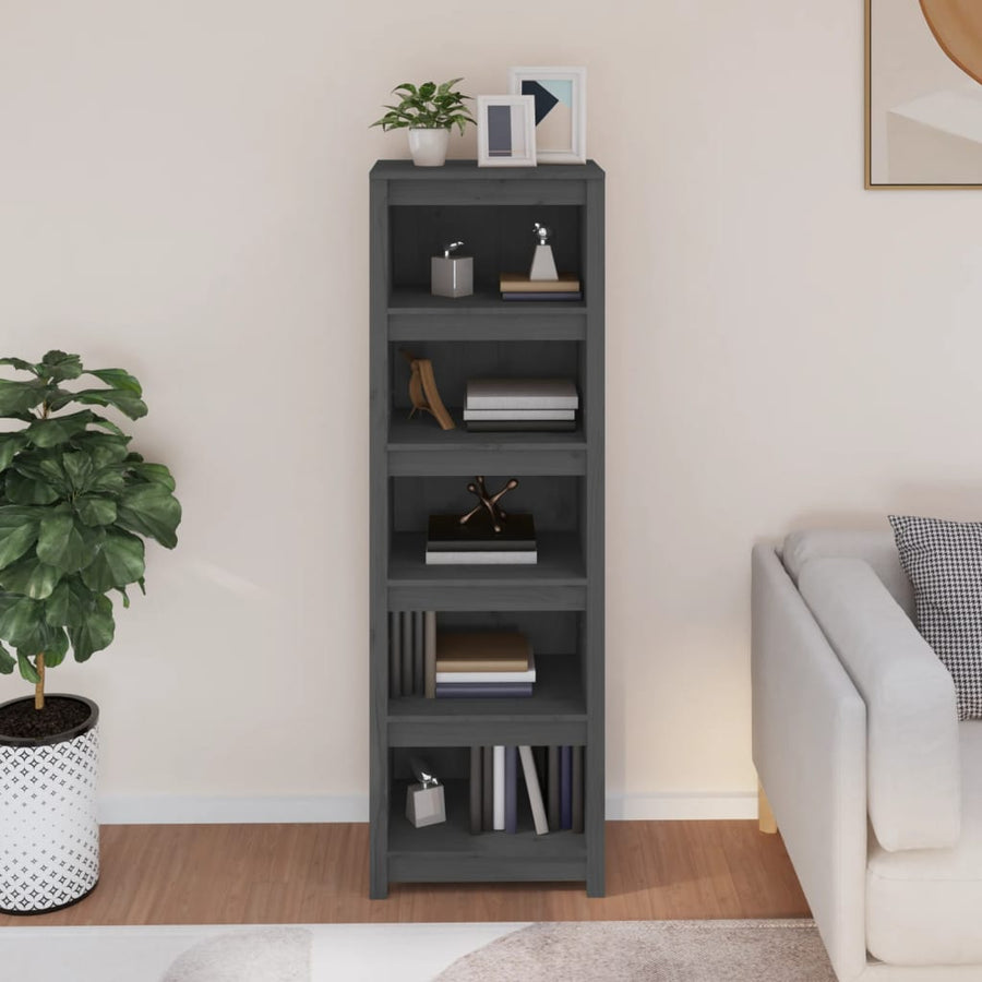 Boekenkast 50X35X154 Cm Massief Grenenhout Grijs
