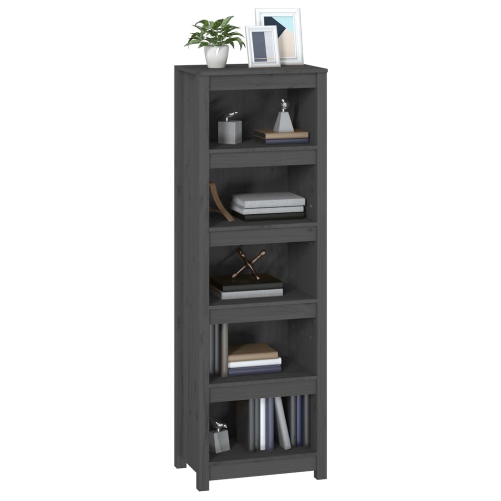 Boekenkast 50X35X154 Cm Massief Grenenhout Grijs