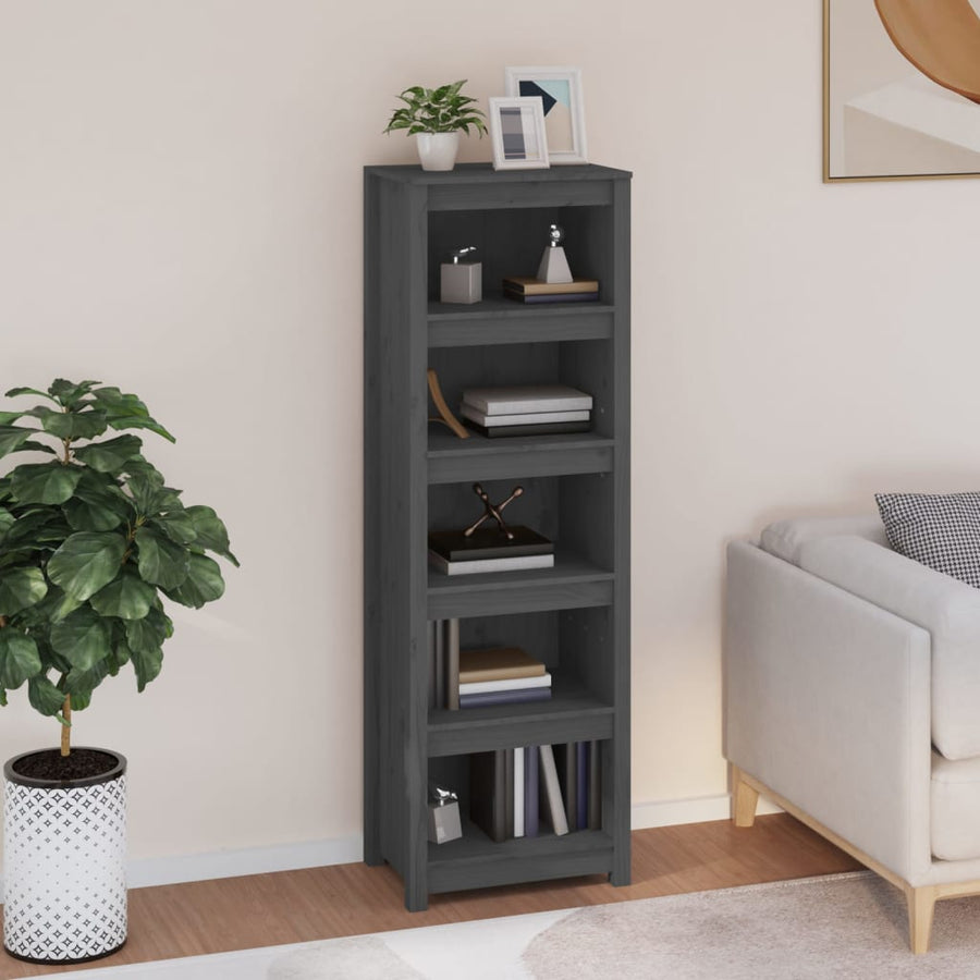 Boekenkast 50X35X154 Cm Massief Grenenhout Grijs