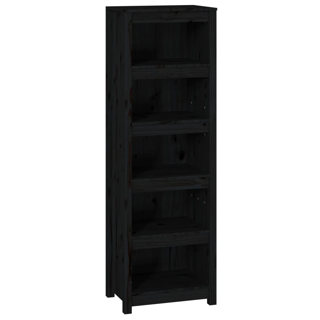Boekenkast 50X35X154 Cm Massief Grenenhout Zwart