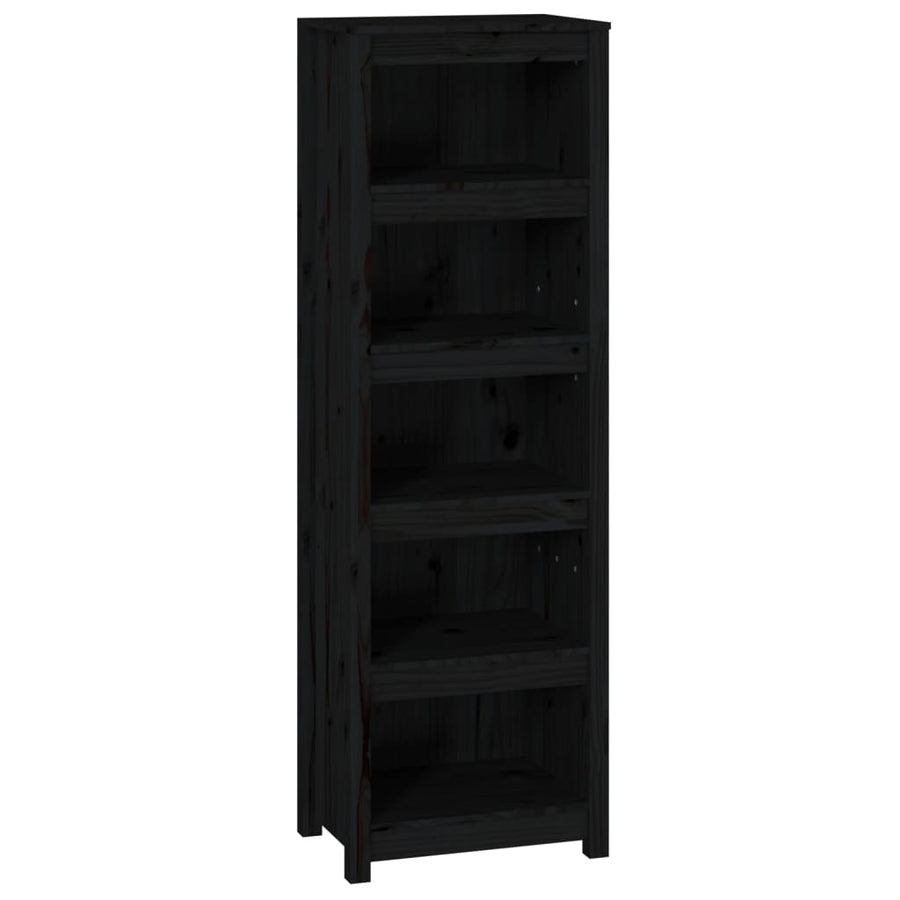 Boekenkast 50X35X154 Cm Massief Grenenhout Zwart