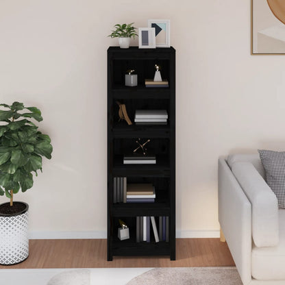 Boekenkast 50X35X154 Cm Massief Grenenhout Zwart