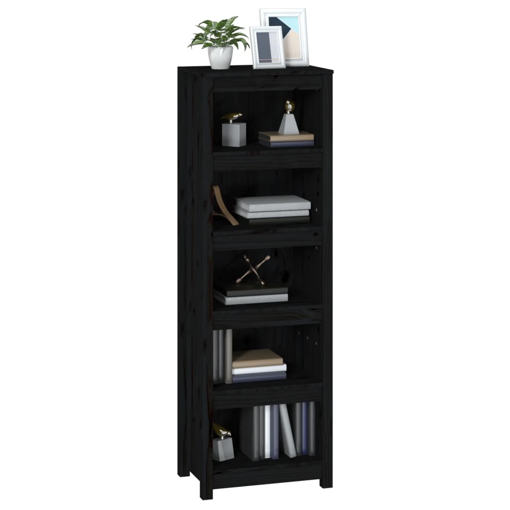 Boekenkast 50X35X154 Cm Massief Grenenhout Zwart