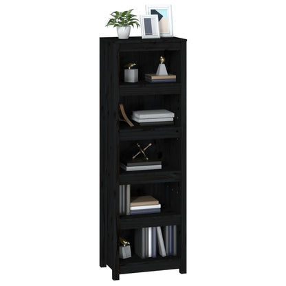 Boekenkast 50X35X154 Cm Massief Grenenhout Zwart