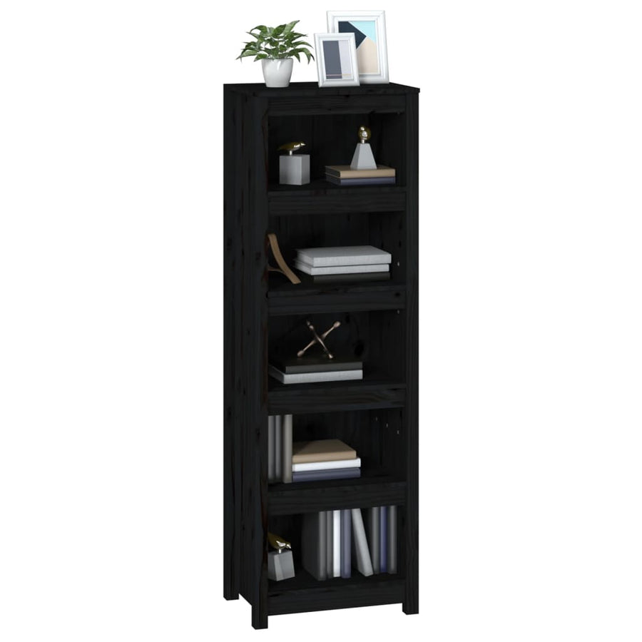 Boekenkast 50X35X154 Cm Massief Grenenhout Zwart