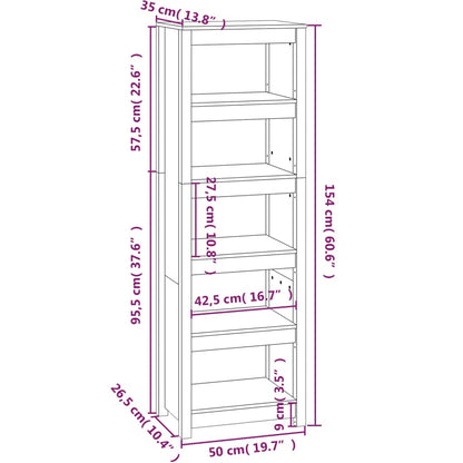 Boekenkast 50X35X154 Cm Massief Grenenhout Zwart