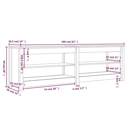 Schoenenbank 60X36,5X50 Cm Massief Grenenhout Wit