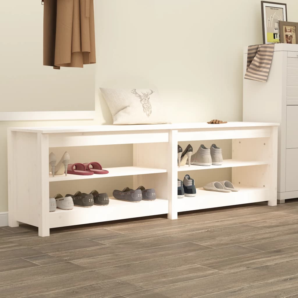 Schoenenbank 60X36,5X50 Cm Massief Grenenhout Wit
