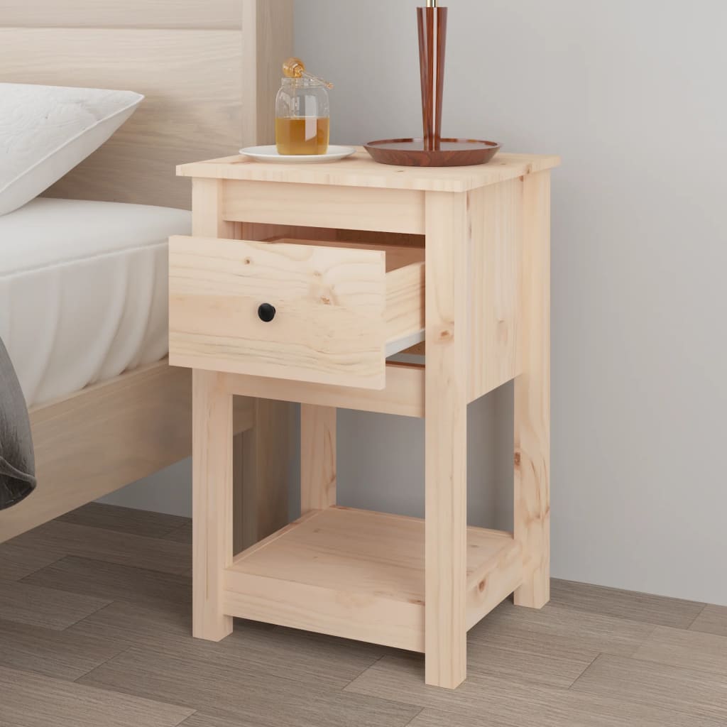 Nachtkastje 40X35X61,5 Cm Massief Grenenhout