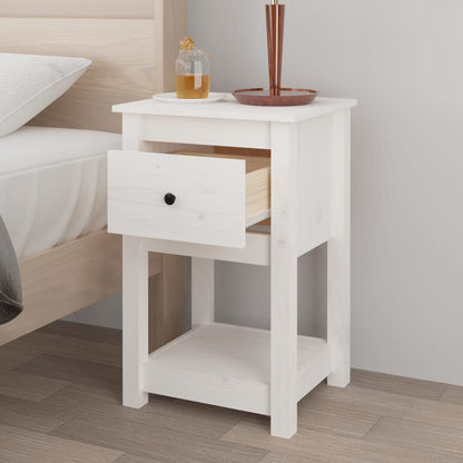 Nachtkastje 40X35X61,5 Cm Massief Grenenhout Wit