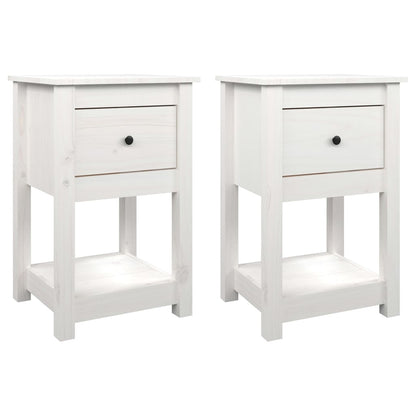 Nachtkastjes 2 St 40X35X61,5 Cm Massief Grenenhout Wit